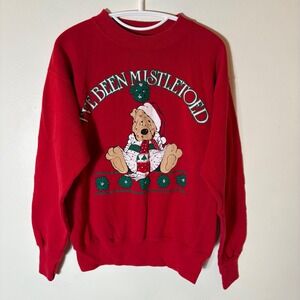 Vintage 90s Christmas Sweatshirt Ultra Sweats Made in USA Holiday Bear Graphic M